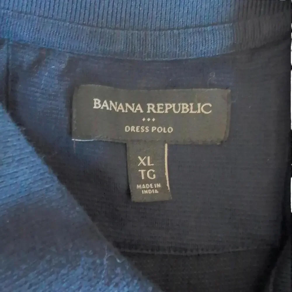 Banana Republic Polo‎ Shirt Mens Extra Large Navy Colorblock Birdseye Dressy